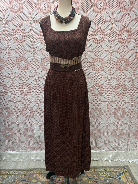 zanzibar Dresses & Skirts - Vintage Brown Geometric Print Maxi Dress | Sleeveless Boho